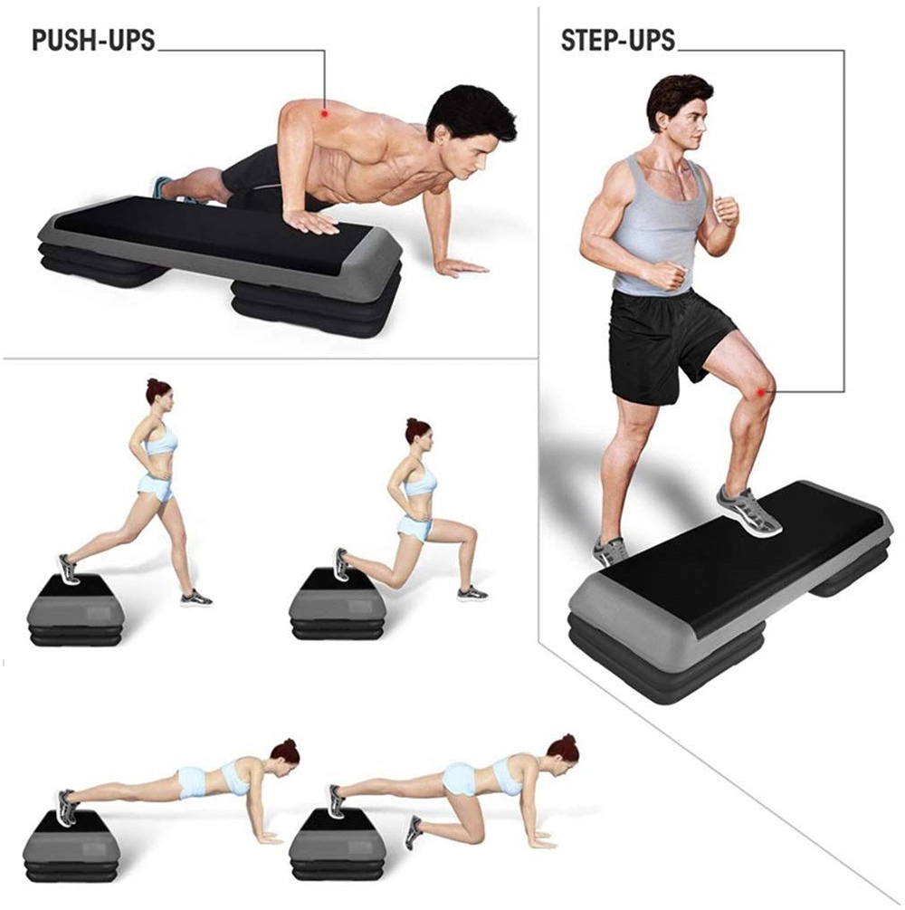 Training Step Board 43&quot; Adjustable Aerobic Stepper Workout Step W/ 4 Risers Fitness &amp; Exercise Platform Trainer Stepper Home Gym Equipment Esg13113